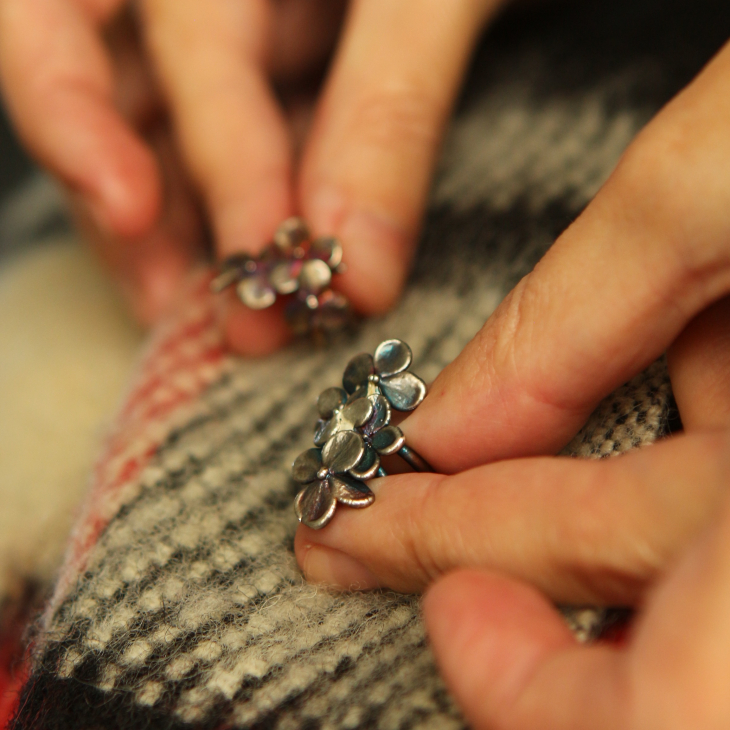 Cuff in silver, Hydrangea, фото 3